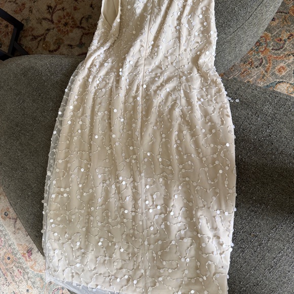 Adrianna Papell Cream Sequin Dress 12 - Picture 6 of 8